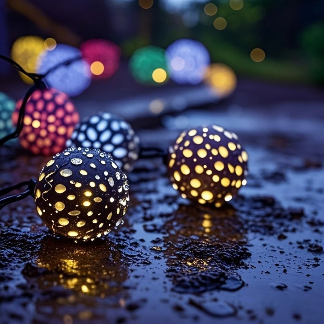Light String with Moroccan Solar Lanterns – Marrakesh Glow Lights