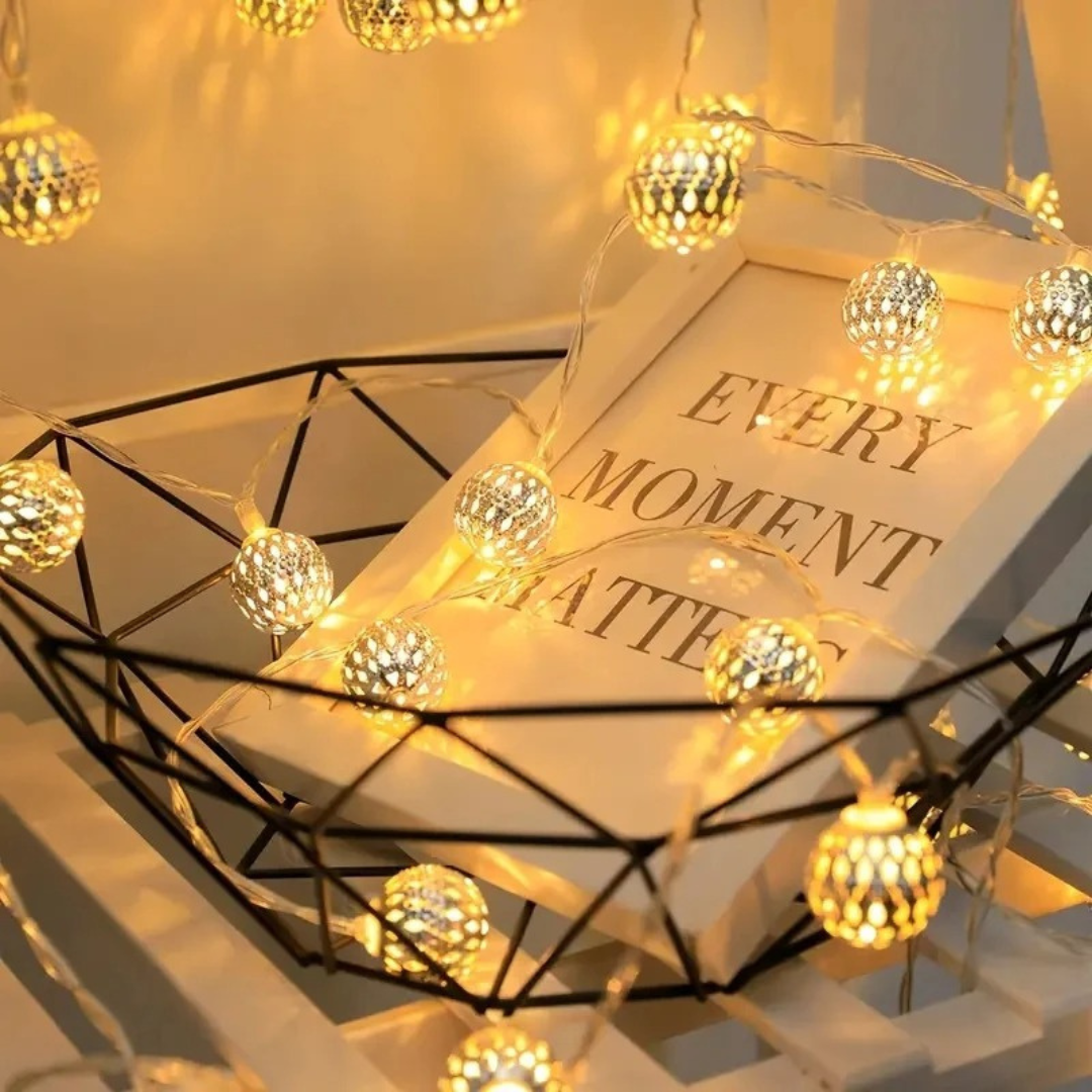 Light String with Moroccan Ball Lanterns – GlowSphere Decorative Lights
