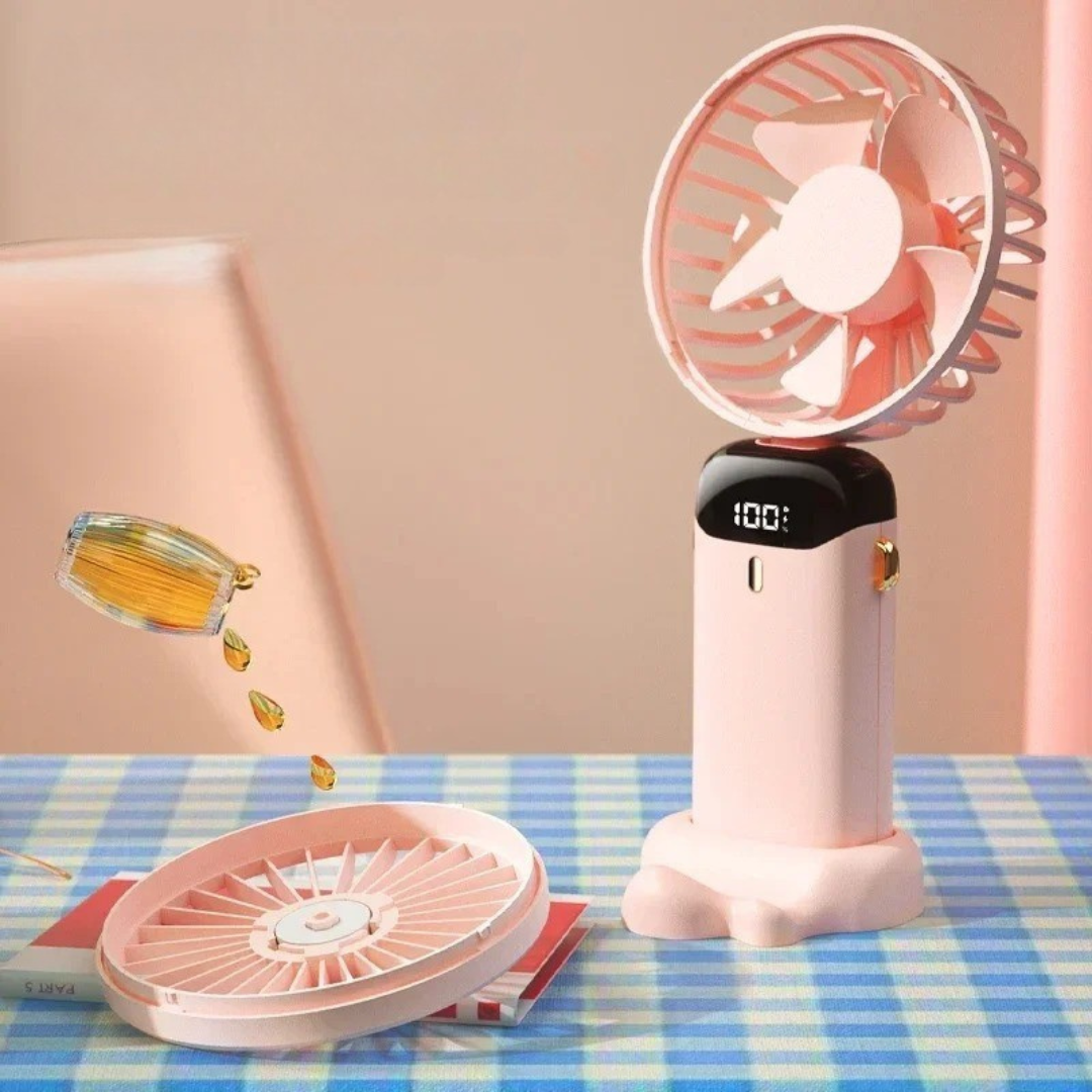 Portable Fan with Foldable Design & Phone Stand – BreezeMate 5-Speed