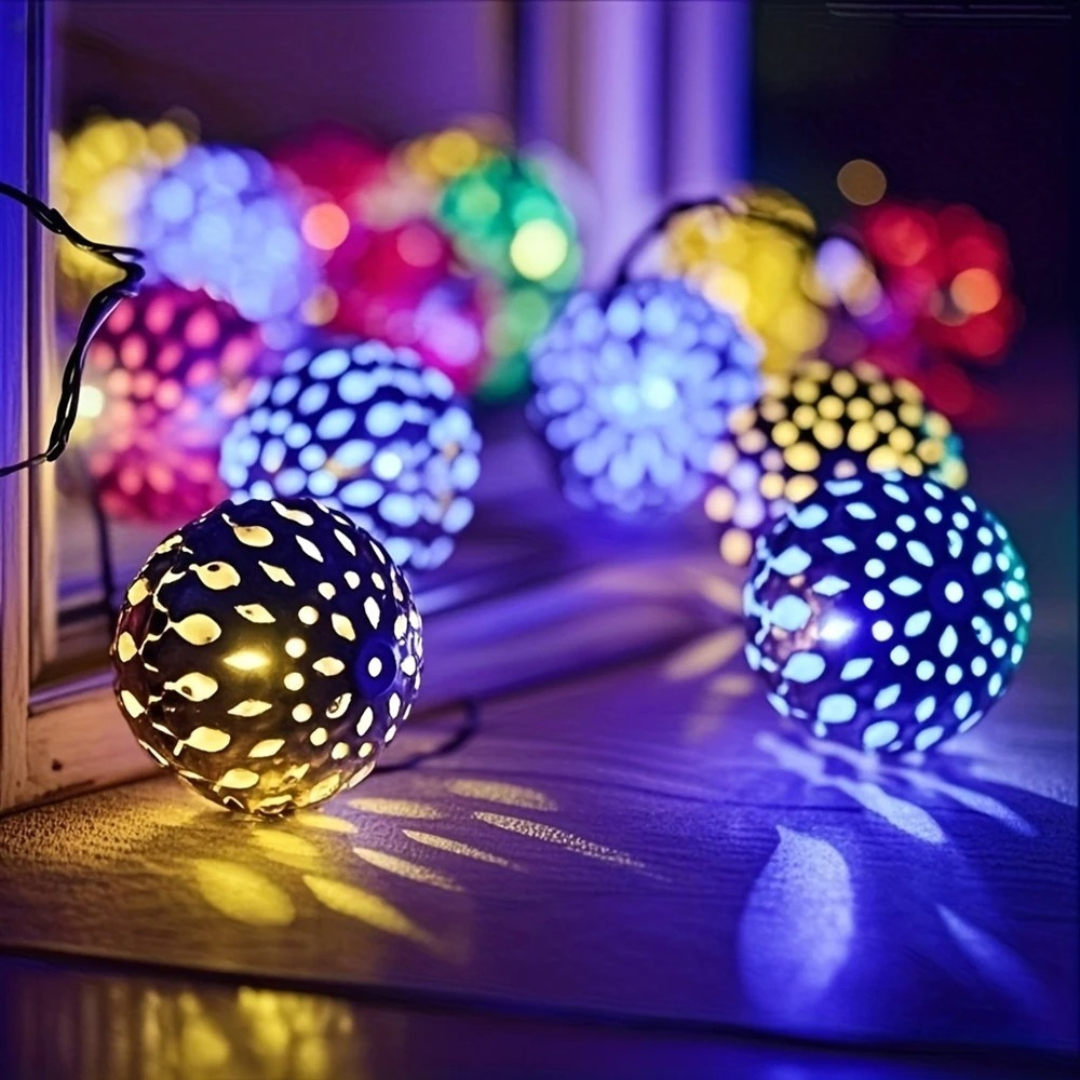 Light String with Moroccan Solar Lanterns – Marrakesh Glow Lights
