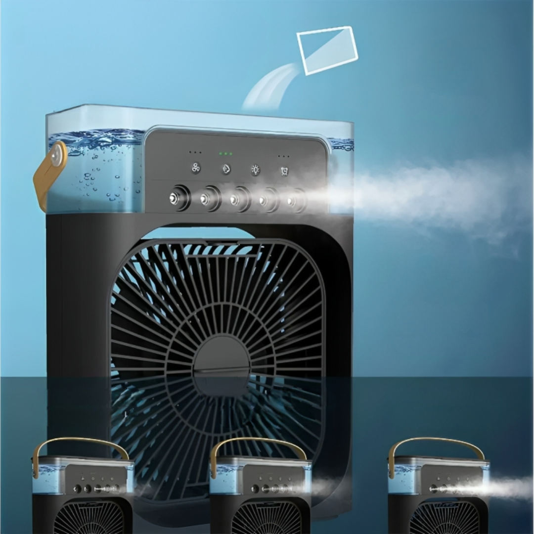Portable Fan with Humidifier & Night Light – CoolMist 3-in-1