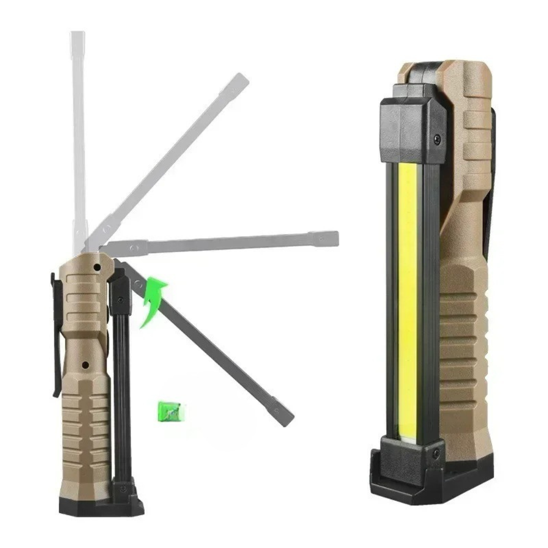 Portable LED Flashlight with Foldable Work Light & Magnetic Hook – PowerFold Torch