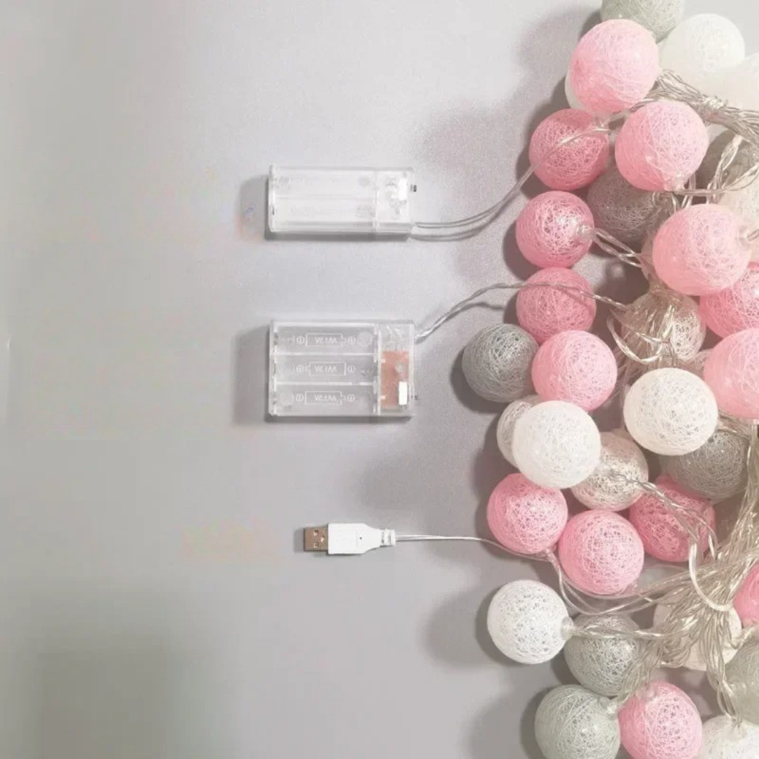 Light String with Cotton Thread Balls – FestiGlow Decorative Lights