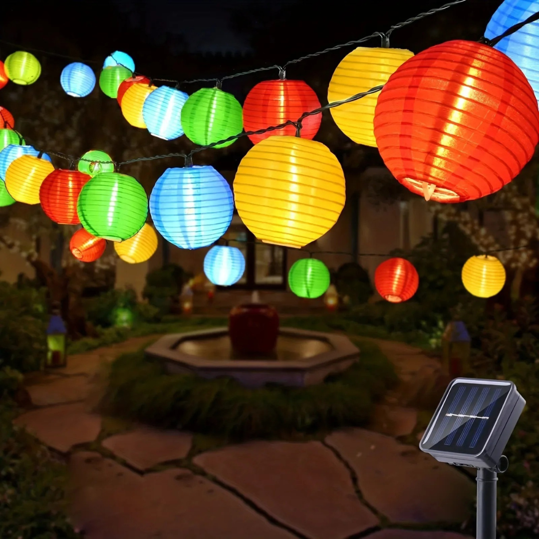 Light String with Solar Lanterns & 8 Modes – LunaGlow Outdoor Lights