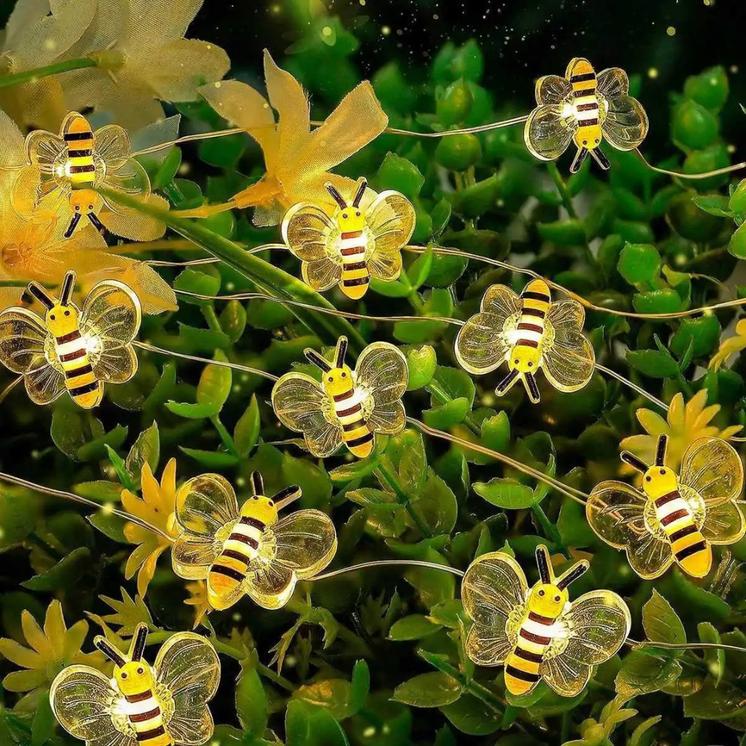 Light String with Bee Design & Warm White LEDs – HoneyGlow Fairy Lights