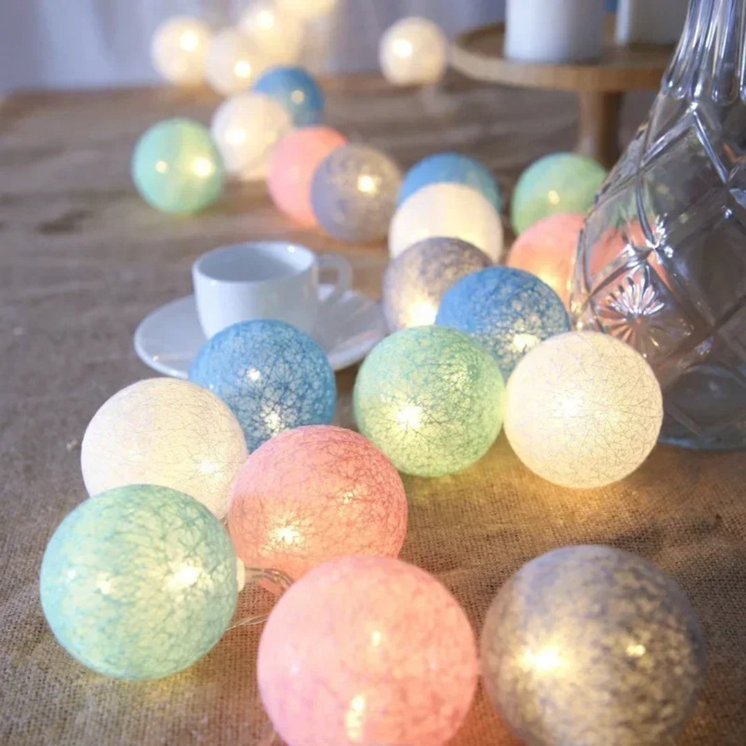 Light String with Cotton Thread Balls – FestiGlow Decorative Lights