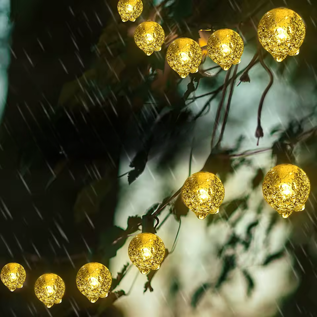 Solar String Lights Outdoor LED Yellow – SunGlow CrystalLine