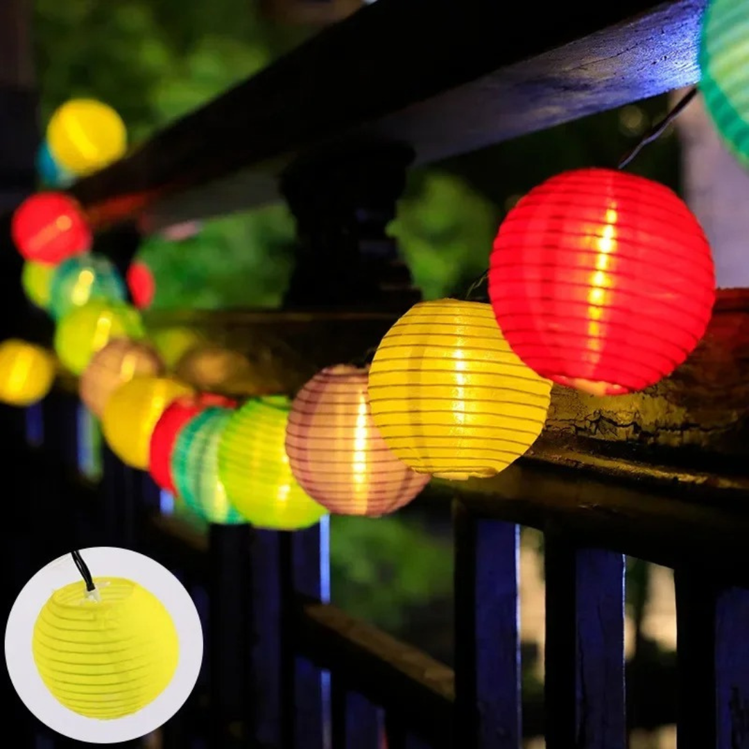 Light String with Solar Lanterns & 8 Modes – LunaGlow Outdoor Lights