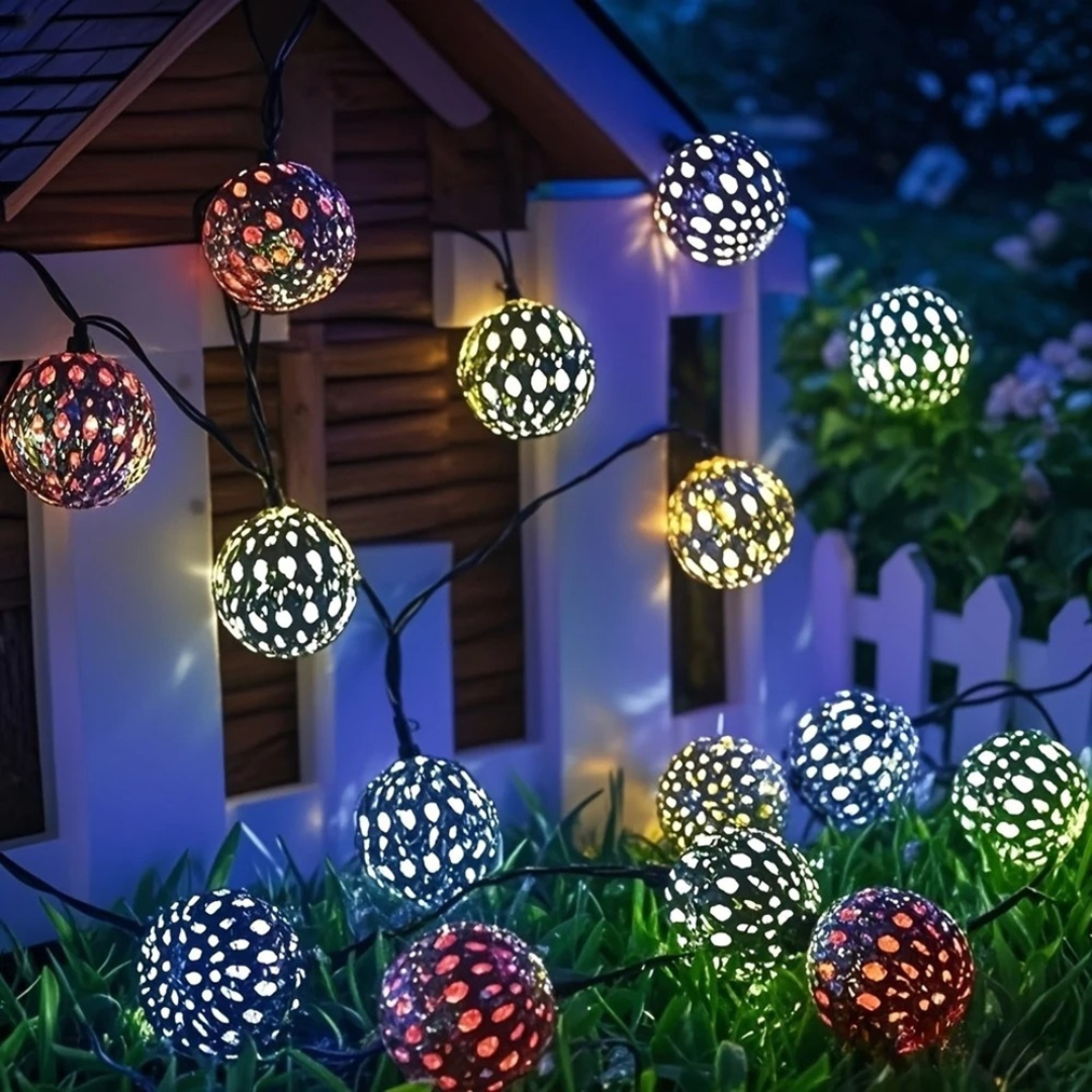 Light String with Moroccan Solar Lanterns – Marrakesh Glow Lights