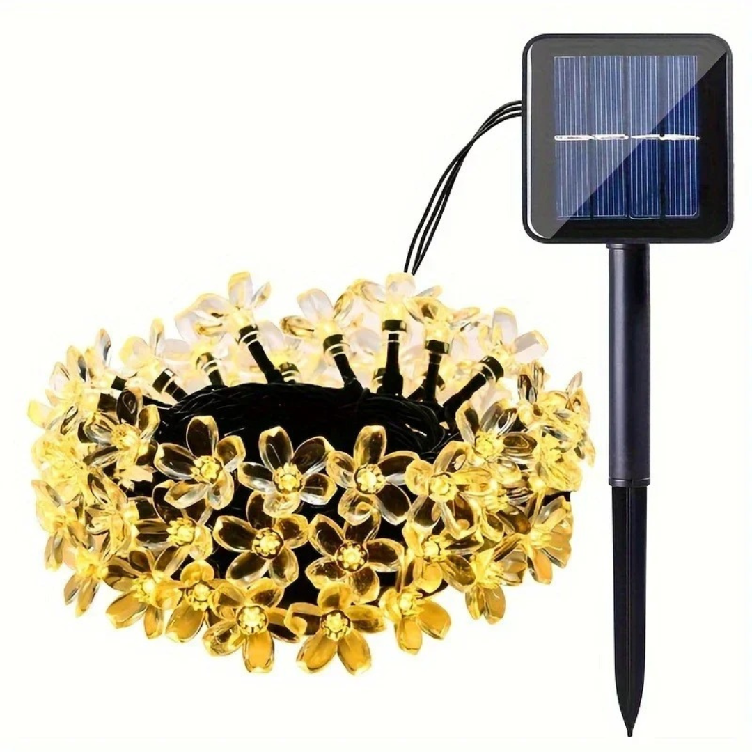 Light String with Solar Sakura Flowers – BloomGlow Garden Lights