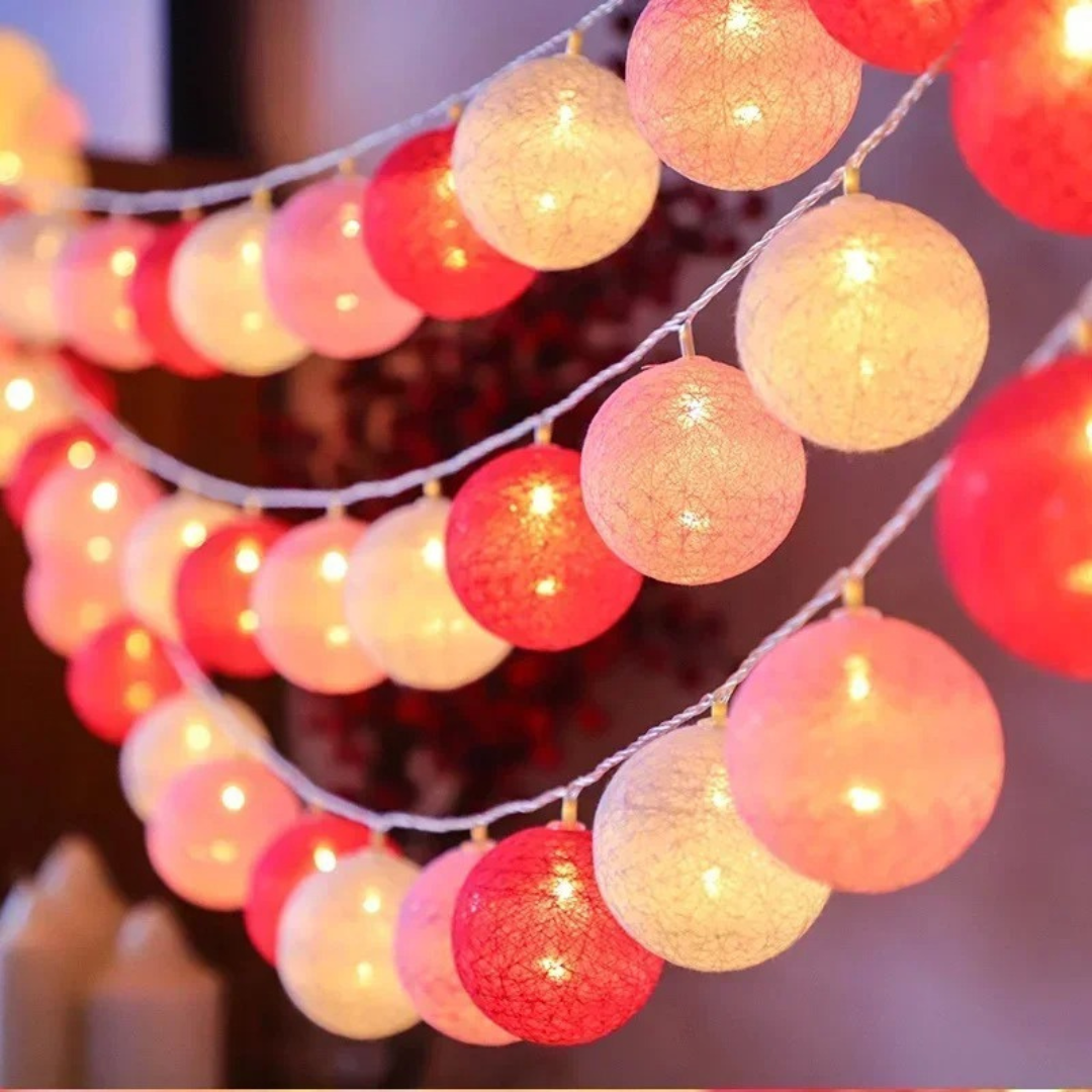 Light String with Cotton Thread Balls – FestiGlow Decorative Lights