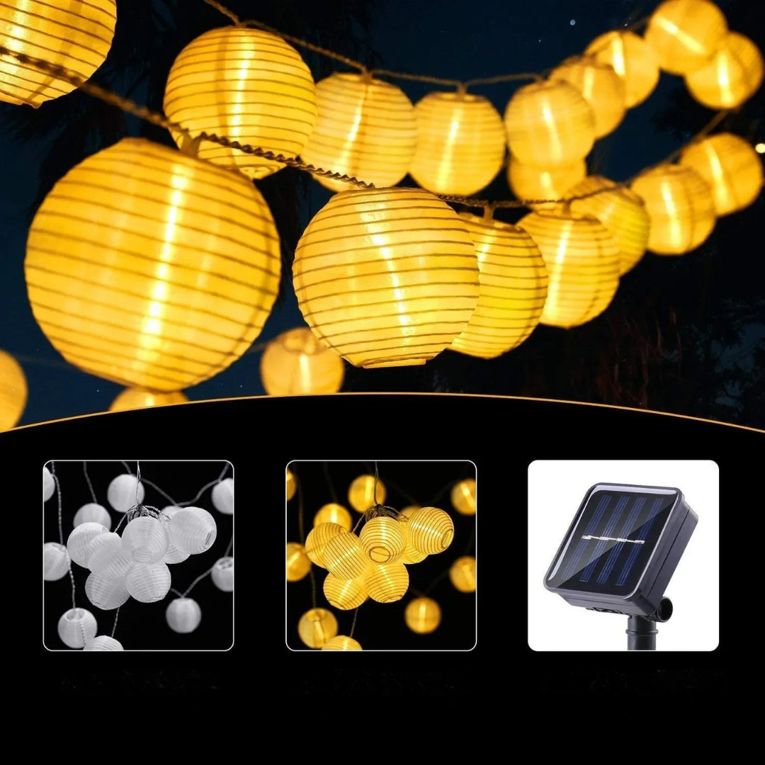 Light String with Solar Lanterns & 8 Modes – LunaGlow Outdoor Lights