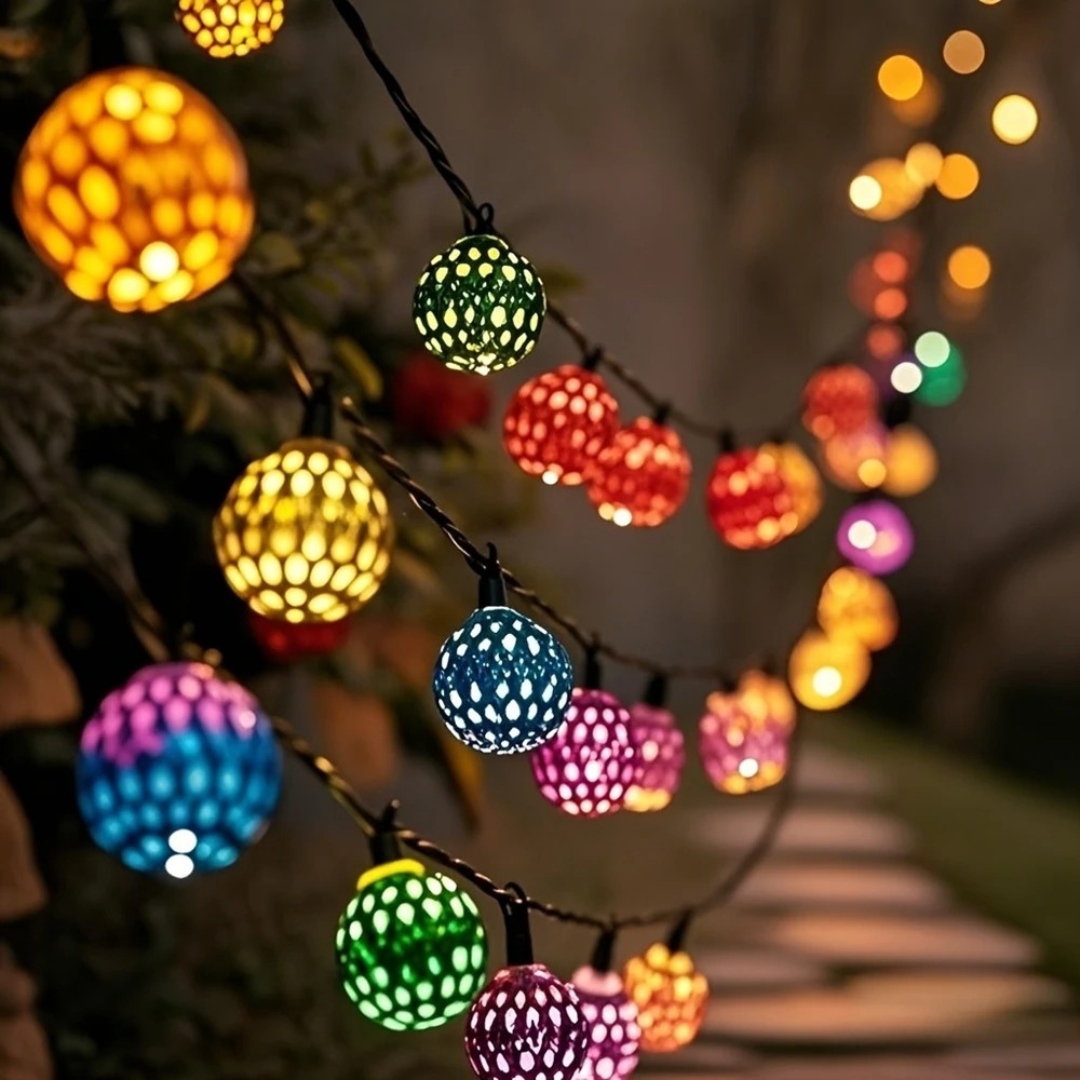 Light String with Moroccan Solar Lanterns – Marrakesh Glow Lights