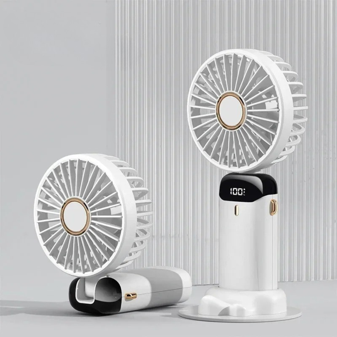 Portable Fan with Foldable Design & Phone Stand – BreezeMate 5-Speed