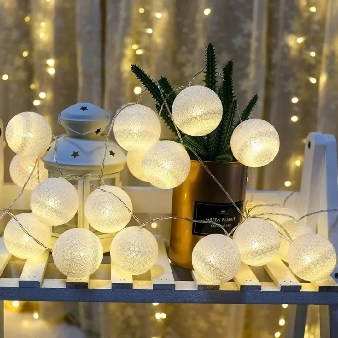 Light String with Cotton Thread Balls – FestiGlow Decorative Lights