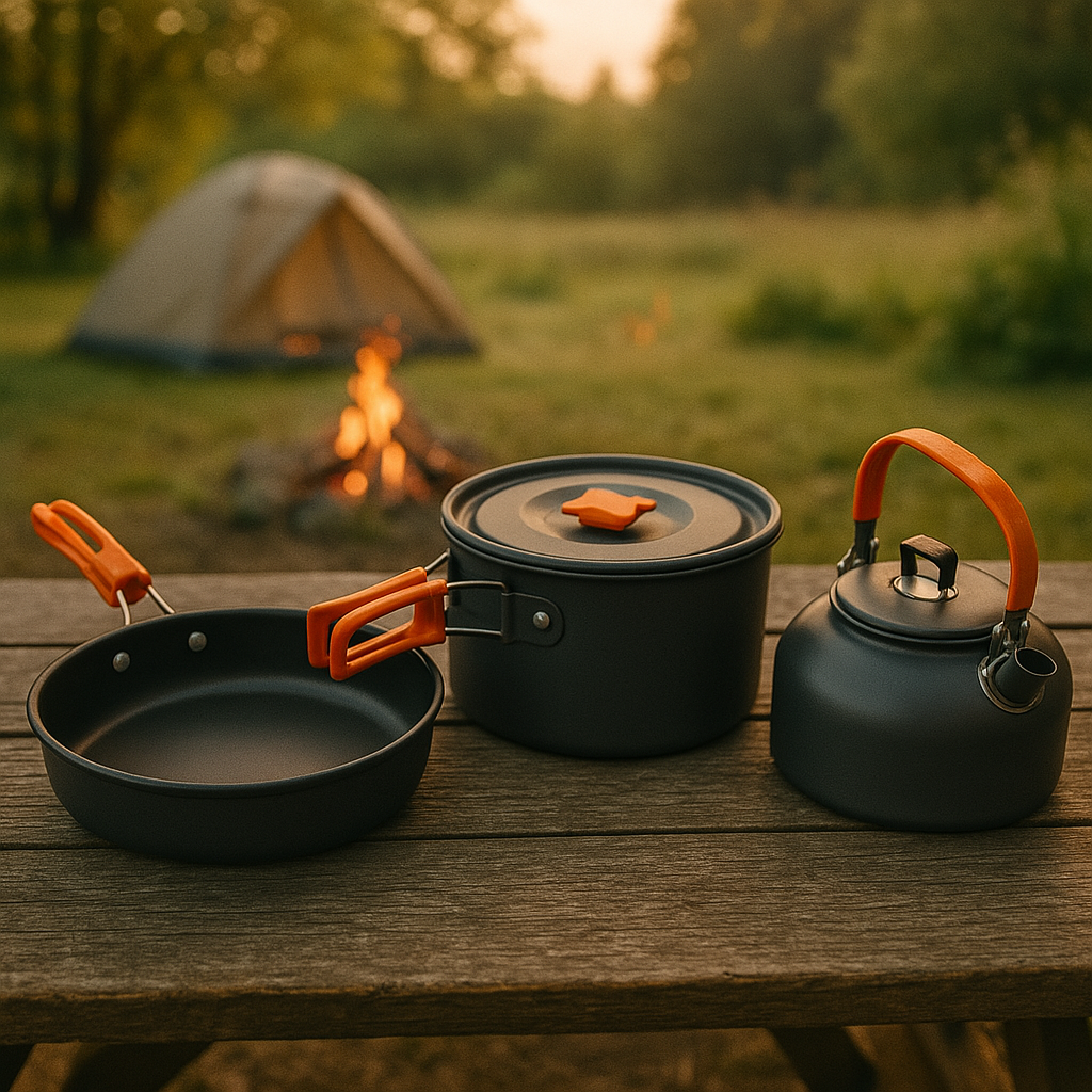 Cookware Set with Kettle for Camping & Trekking – Cooker Set Plus